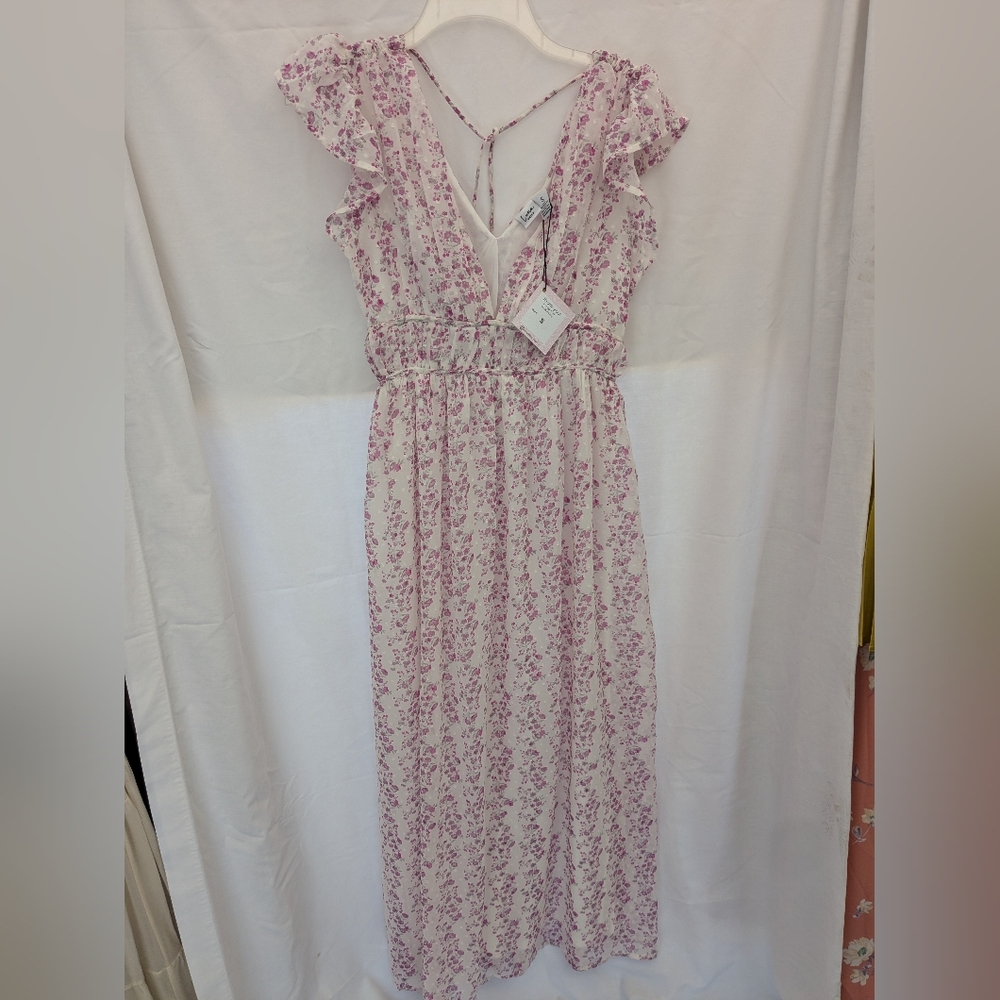 White and pinky/purple floral dress